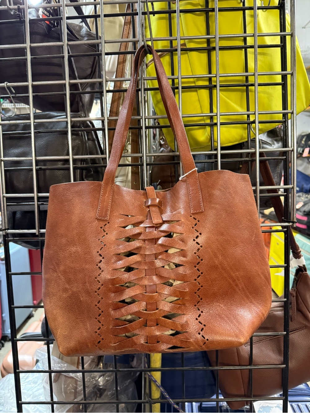 Vintage Rare Brown Woven Leather Tote Bag - Stylish Everyday Carry